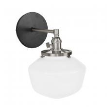 Montclair Light Works SCM413-41-96 - Uno 8" wall sconce, with Schoolhouse glass shade,  Black with Brushed Nickel hardware