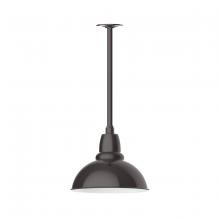 Montclair Light Works STA106-51-W12 - 12" Cafe shade, stem mount pendant with canopy with wire grill, Architectural Bronze