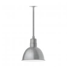 Montclair Light Works STA116-49-H24 - 12" Deep Bowl shade, stem mount pendant with canopy, Painted Galvanized