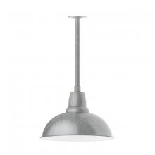 Montclair Light Works STB108-49-W16 - 16" Cafe shade, stem mount pendant with canopy with wire grill, Painted Galvanized