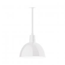 Montclair Light Works STB117-44-W16 - 16" Deep Bowl shade, stem mount pendant with wire grill, White