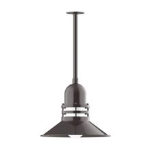 Montclair Light Works STB150-51-T30-G07 - 16" Atomic shade, stem mount pendant with canopy, Frosted Glass, Architectural Bronze