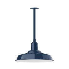 Montclair Light Works STB185-50-T36-G05 - 18" Warehouse shade, stem mount pendant with clear glass and guard, Navy