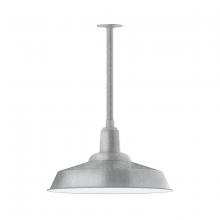 Montclair Light Works STB186-49-T24-W20 - 20" Warehouse shade, stem mount pendant with wire grill, Painted Galvanized