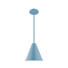 Montclair Light Works STG420-54-L10 - 8" Jynx LED Stem Hung Pendant, Light Blue