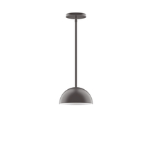 Montclair Light Works STG431-G15-57 - 8" Arcade Stem Hung Pendant with 6 inch white opal glass globe, Bronze Matte