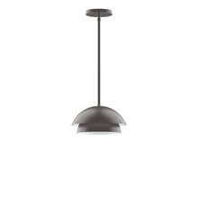 Montclair Light Works STGX445-G15-57 - 10" Nest Stem Hung Pendant with 6 inch white opal glass globe, Bronze Matte