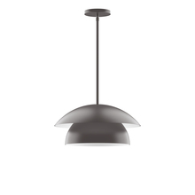 Montclair Light Works STGX446-G15-57 - 16" Nest Stem Hung Pendant with 6 inch white opal glass globe, Bronze Matte