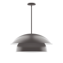 Montclair Light Works STGX447-G15-57 - 24" Nest Stem Hung Pendant with 6 inch white opal glass globe, Bronze Matte
