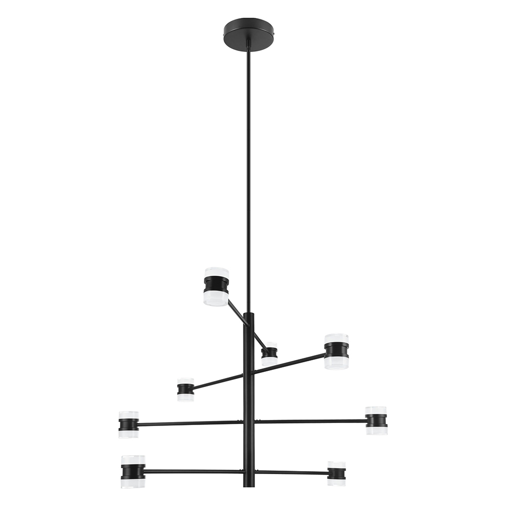 8 LT LED Pendant w/ Matte Black Finish & Clear & Satin Acrylic Shades