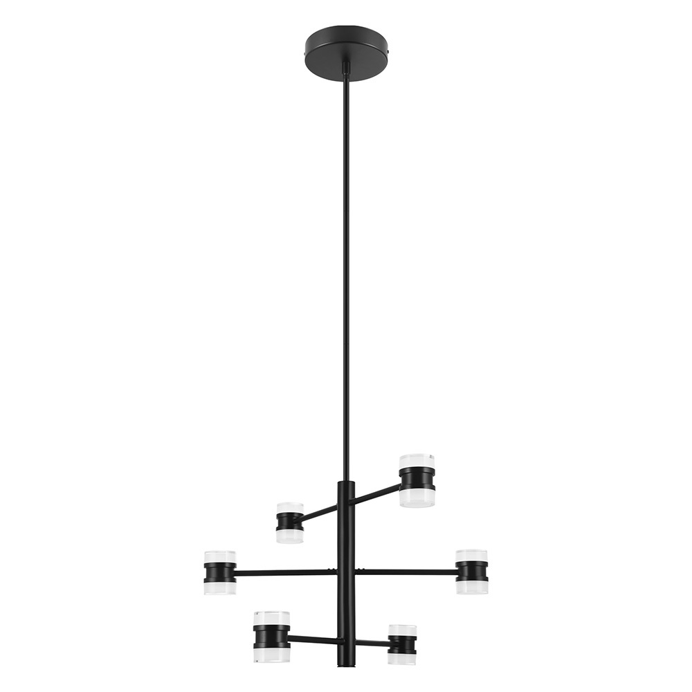 6 LT LED Pendant w/ Matte Black Finish & Clear & Satin Acrylic Shades