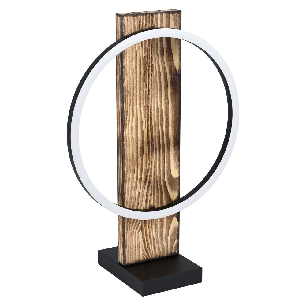 1 LT Integrated LED Table Lamp w/ Brushed Pine Wood finish & Black Shade
