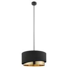 Eglo 39925A - 1 LT Pendant w/ a Black Finish & Black & Gold Drum Shaped Shade