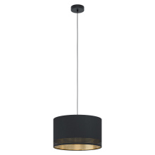 Eglo 99273A - 1 LT Pendant w/ a Black finish & Black Exterior & Gold Interior Shade