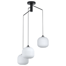 Eglo 99368A - 3 LT Staircase Pendant w/ Black Finish & White Ribbed Glass Shades