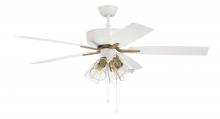 Craftmade P104WSB5-52WWOK - 52" Ceiling Fan w/Blades, 4 Clear Glass LED Lights