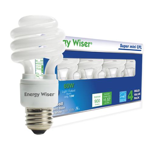 13W CFL T2 COIL 4100K E26 120V 4PK