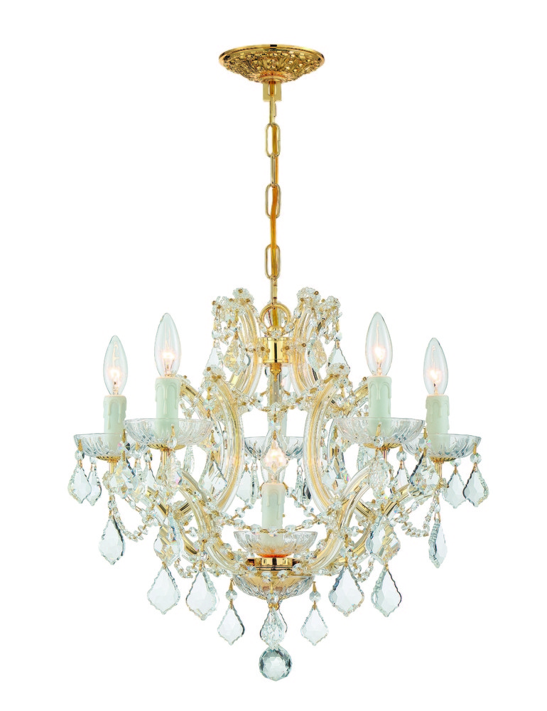 Maria Theresa 6 Light Clear Crystal, Mini Gold And Crystal Chandelier