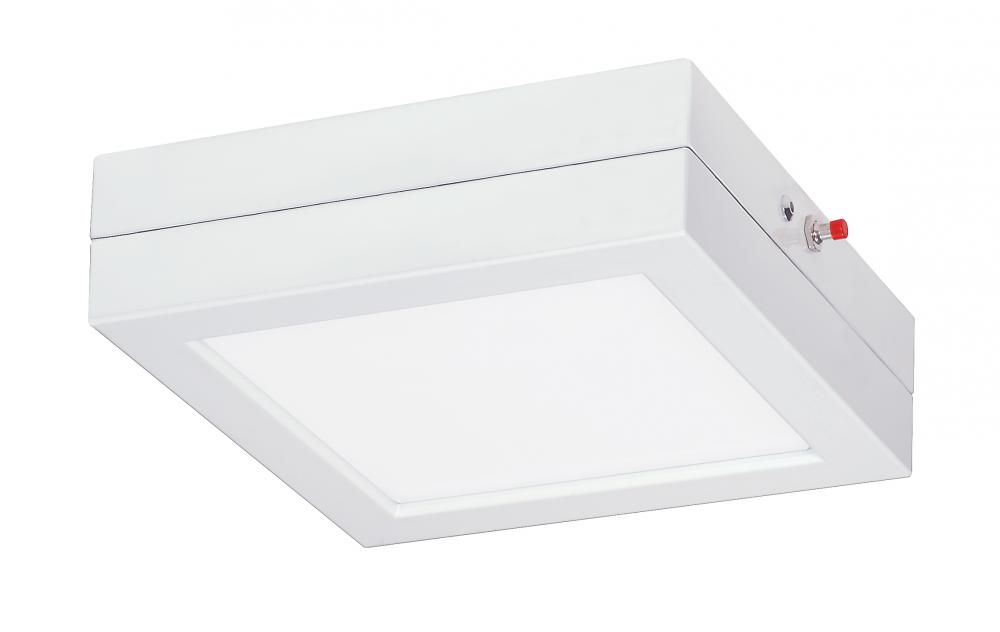 Battery Backup Module For Flush Mount LED Fixture; 9" Square; White Finish