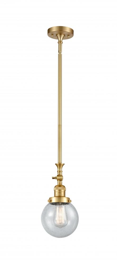 Beacon - 1 Light - 6 inch - Satin Gold - Stem Hung - Adjustable Mini Pendant