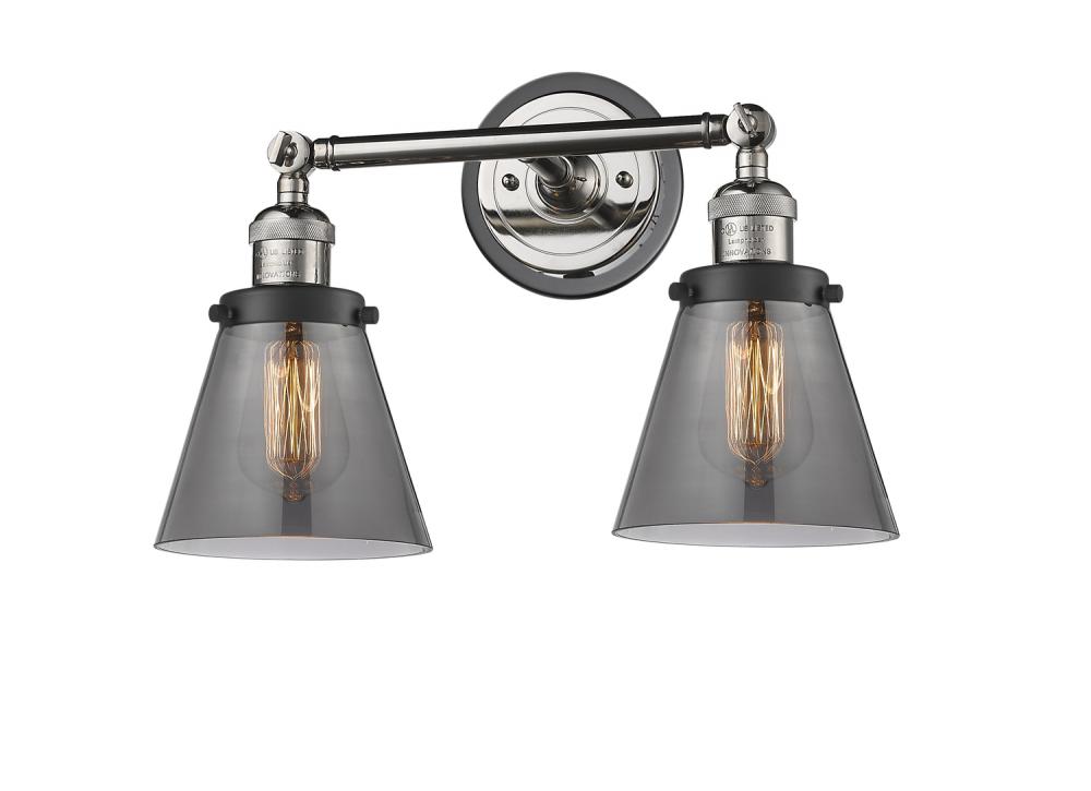 Cone - 2 Light - 16 inch - Polished Nickel - Adjustable Bath Vanity Light