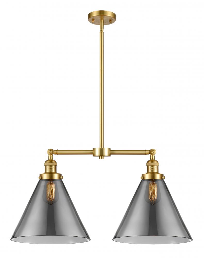 Cone - 2 Light - 21 inch - Satin Gold - Stem Hung - Adjustable Island Light