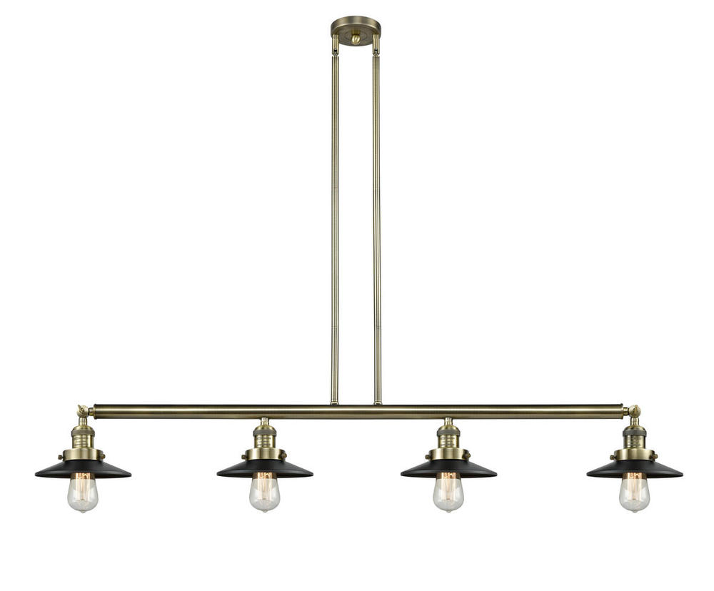 Railroad - 4 Light - 53 inch - Black Antique Brass - Stem Hung - Adjustable Island Light