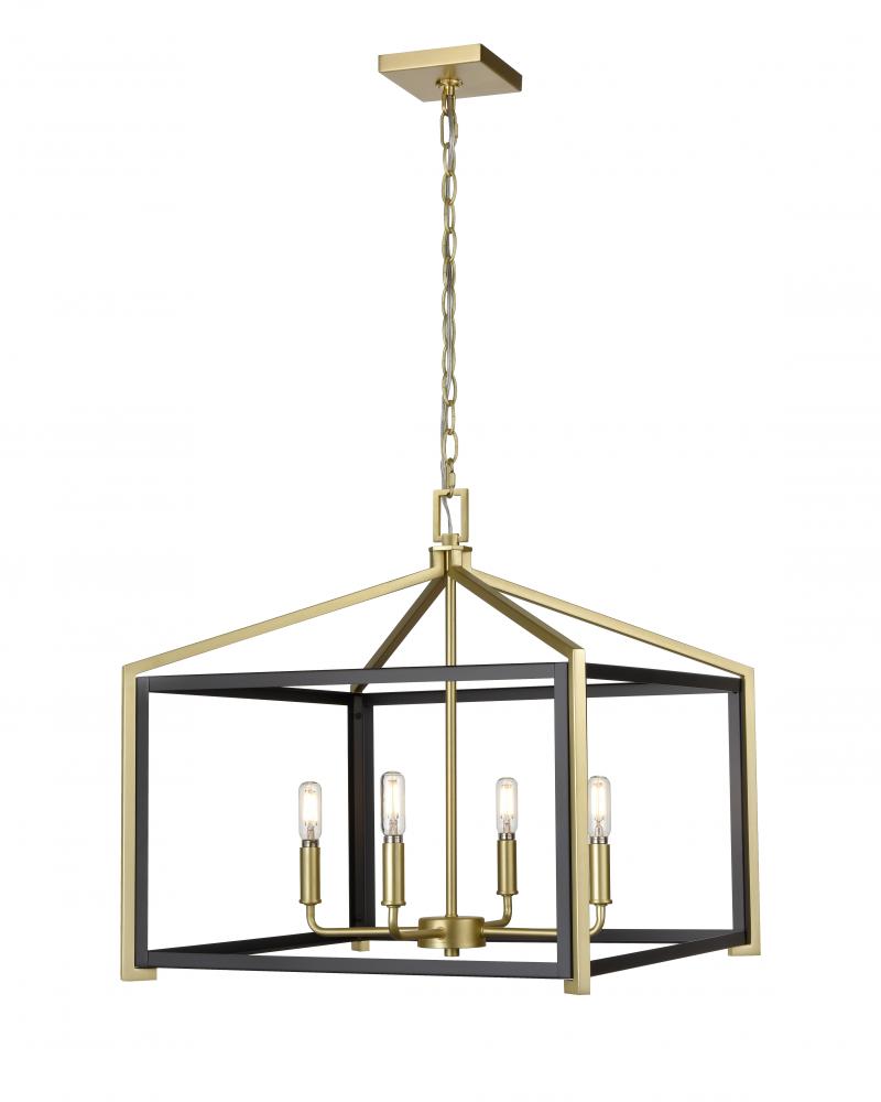 Wiscoy - 4 Light - 20 inch - Black Satin Brass - Chain Hung - Pendant