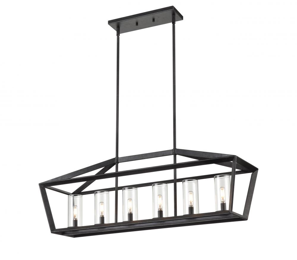 Colchester - 6 Light - 39 inch - Weathered Zinc - Linear Pendant