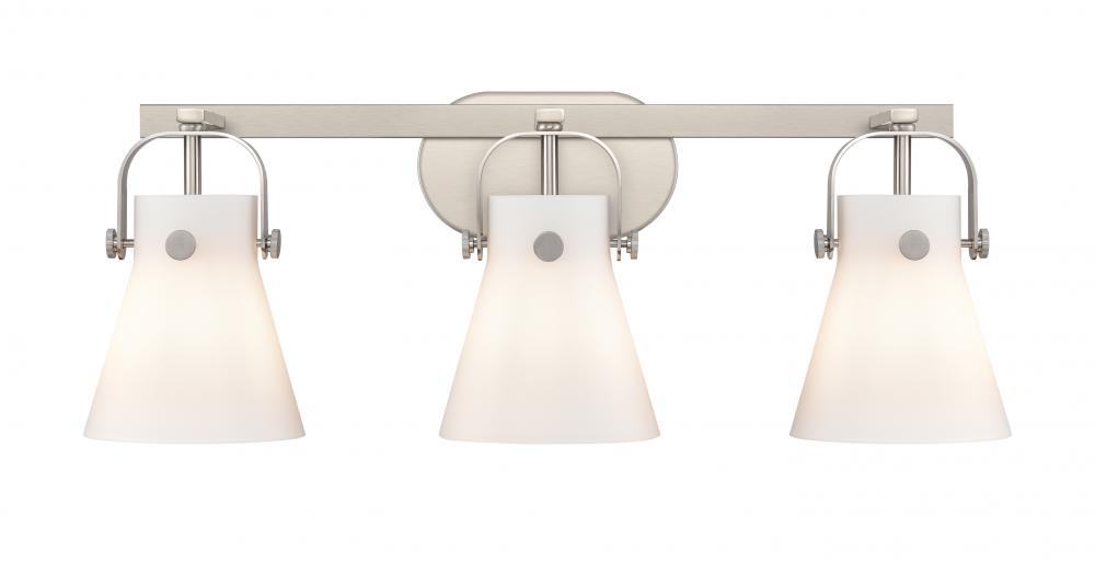 Pilaster II Cone - 3 Light - 27 inch - Satin Nickel - Bath Vanity Light