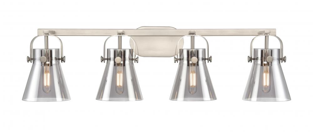 Pilaster II Cone - 4 Light - 37 inch - Satin Nickel - Bath Vanity Light