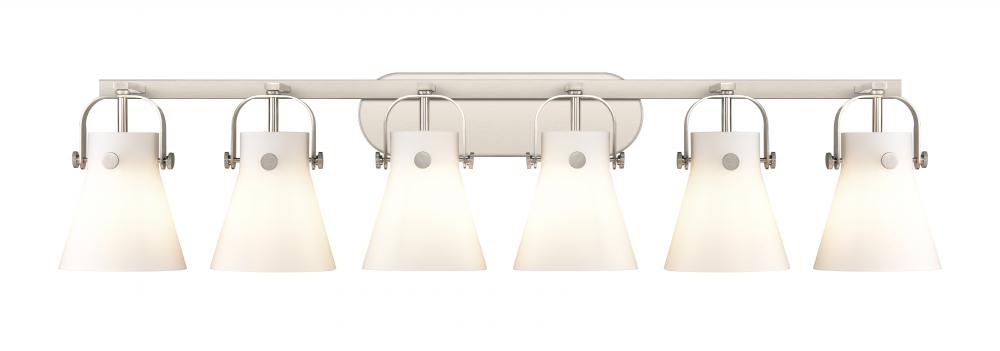 Pilaster II Cone - 6 Light - 46 inch - Satin Nickel - Bath Vanity Light