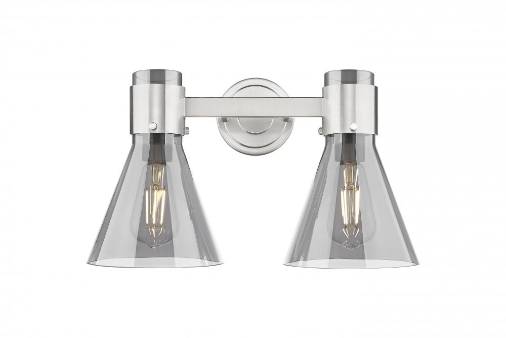 Lawton Cone - 2 Light - 17 inch - Satin Nickel - Bath Vanity Light