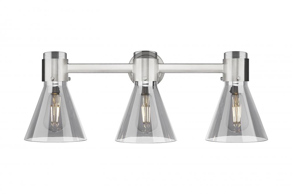 Lawton Cone - 3 Light - 27 inch - Satin Nickel - Bath Vanity Light