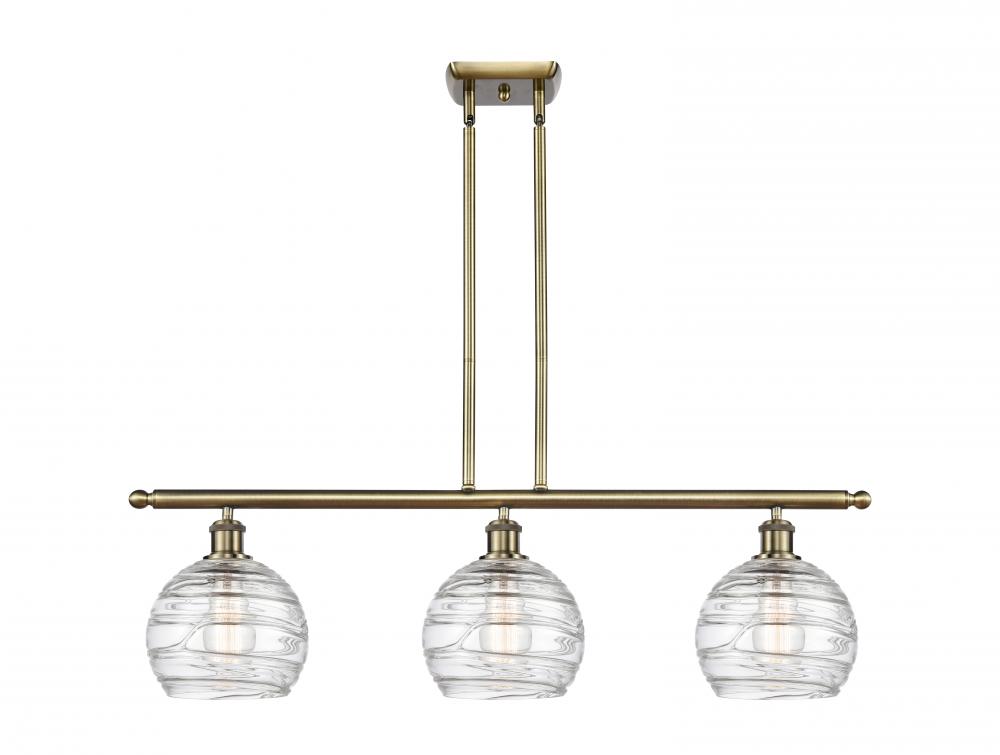 Athens Deco Swirl - 3 Light - 36 inch - Antique Brass - Cord hung - Island Light