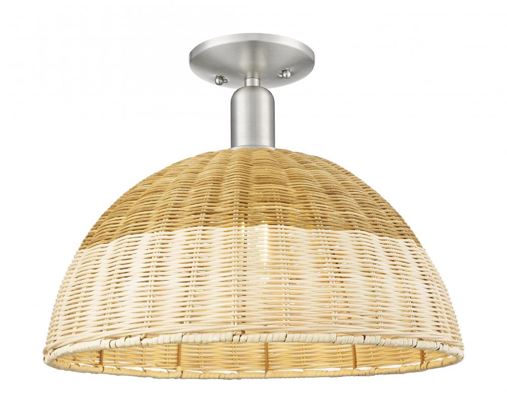 Natural Ballston Dome - 1 Light - 6 inch - Brushed Satin Nickel - Semi-Flush Mount