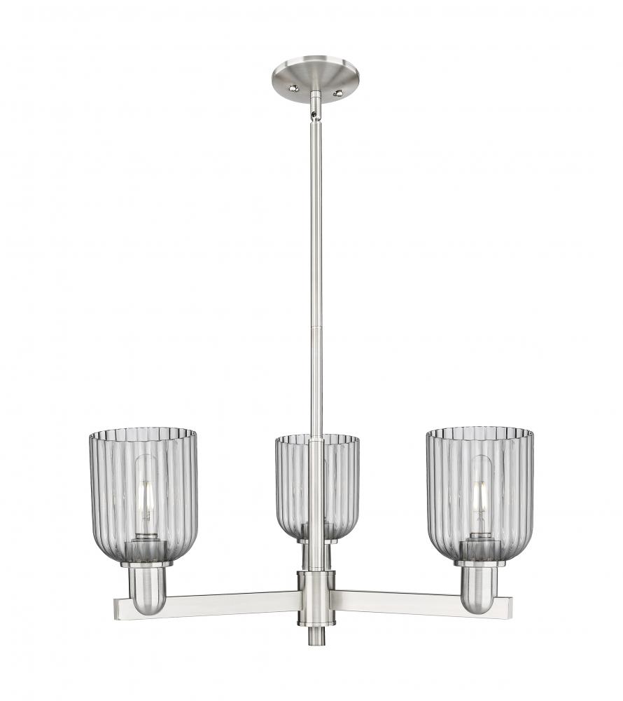 Bridal Veil - 3 Light - 18 inch - Satin Nickel - Flush Mount