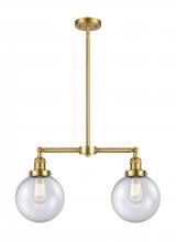 Innovations Lighting 209-SG-G204-8 - Beacon - 2 Light - 25 inch - Satin Gold - Stem Hung - Adjustable Island Light