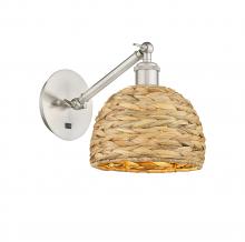 Innovations Lighting 317-1W-SN-RBD-8-NAT - Woven Rattan - 1 Light - 8 inch - Satin Nickel - Adjustable Sconce
