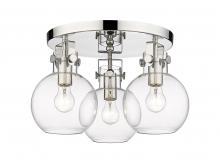 Innovations Lighting 411-3F-PN-G410-7CL - Newton Sphere - 3 Light - 18 inch - Polished Nickel - Flush Mount