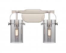 Innovations Lighting 423-2W-SN-G423-7SM - Pilaster II Cylinder - 2 Light - 15 inch - Satin Nickel - Bath Vanity Light