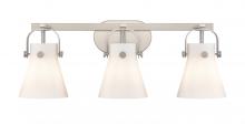 Innovations Lighting 423-3W-SN-G411-6WH - Pilaster II Cone - 3 Light - 27 inch - Satin Nickel - Bath Vanity Light