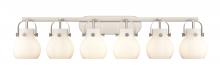 Innovations Lighting 423-6W-SN-G410-6WH - Pilaster II Sphere - 6 Light - 46 inch - Satin Nickel - Bath Vanity Light