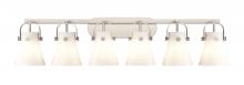 Innovations Lighting 423-6W-SN-G411-6WH - Pilaster II Cone - 6 Light - 46 inch - Satin Nickel - Bath Vanity Light