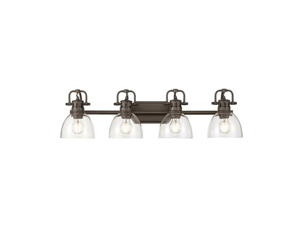 Duncan 4-Light Bath Vanity in Rubbed Bronze with Clear Glass