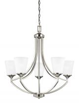Generation-Seagull 3124505EN3-962 - Hanford traditional 5-light LED indoor dimmable ceiling chandelier pendant light in brushed nickel s