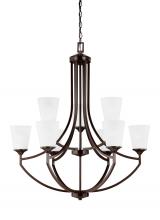 Generation-Seagull 3124509-710 - Hanford traditional 9-light indoor dimmable ceiling chandelier pendant light in bronze finish with s