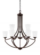 Generation-Seagull 3124509EN3-710 - Hanford traditional 9-light LED indoor dimmable ceiling chandelier pendant light in bronze finish wi
