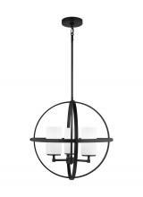 Generation-Seagull 3124603EN3-112 - Alturas indoor dimmable LED 3-light single tier chandelier in midnight black finish with spherical s