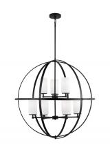 Generation-Seagull 3124609EN3-112 - Alturas indoor dimmable LED 9-light single tier chandelier in midnight black finish with spherical s
